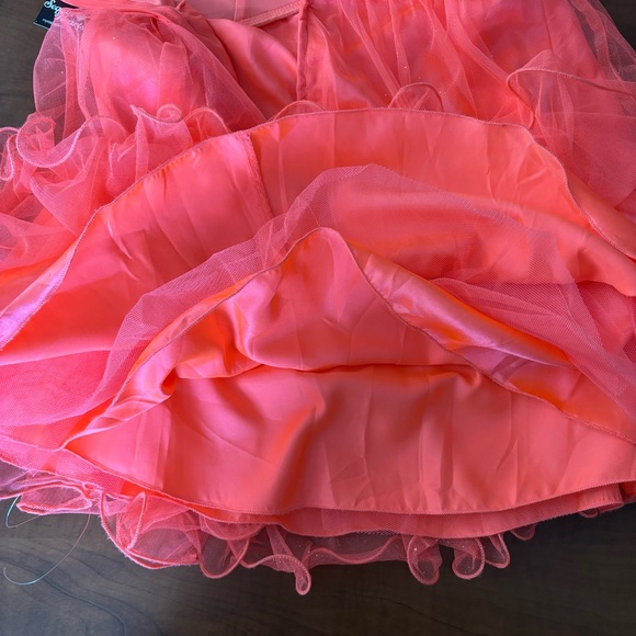 NWT Sequin Hearts Size 9 Pink Sparkly Padded One Shoulder Prom Formal Mini Dress - Picture 10 of 16